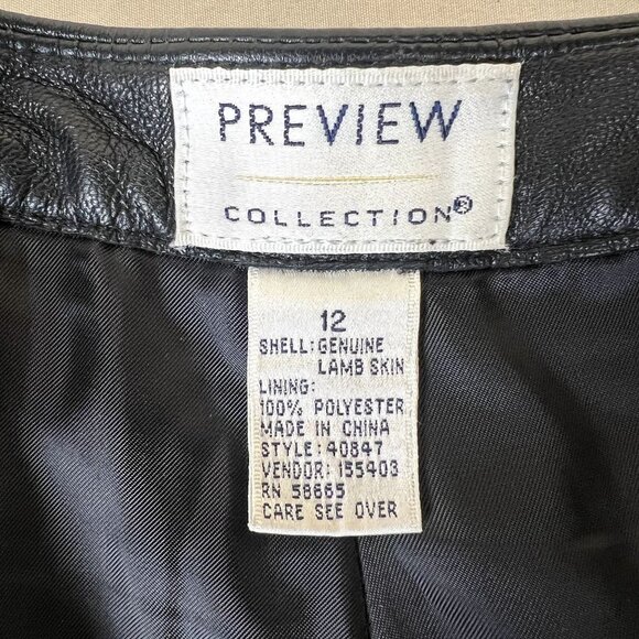 Vntg Preview Collection Women size 12 100% Lamb Leather Pants Straight Leg Soft - Picture 6 of 7